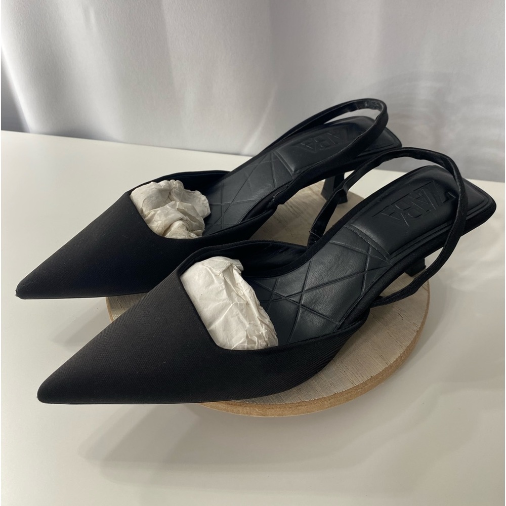 Zara Black Slingback Heels
